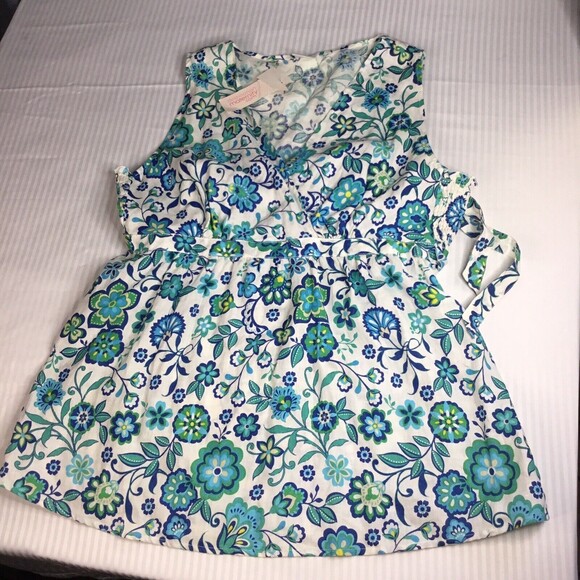NWT Motherhood Maternity Linen  Sleeveless Cross Tank Top Floral Blue Size XL - Picture 12 of 12